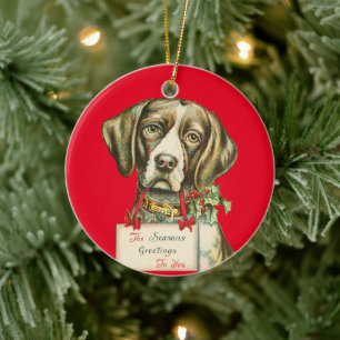 Décoration En Céramique Petit chien chiot vintage Noël Art