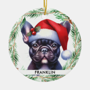 Décoration En Céramique Petit Chien de taule français Noël Chien de compag