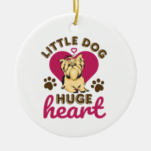 Décoration En Céramique Petit Chien Gros Coeur Yorkshire Terrier Yorkie
