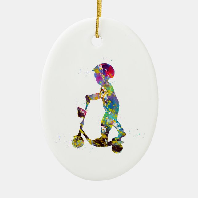 Décoration En Céramique Petit garçon avec scooter (Devant)
