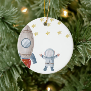 Décoration En Céramique Petit garçon personnalisé Astronaut Premier Noël