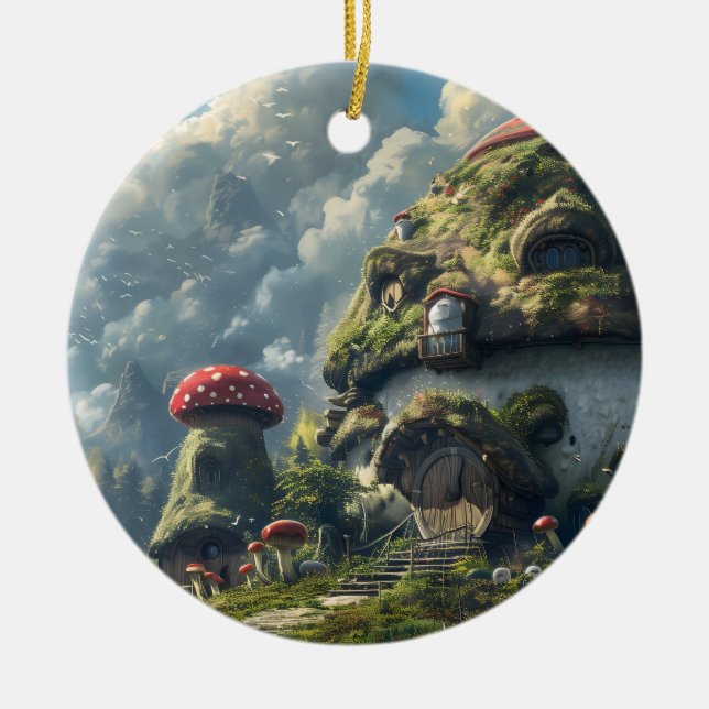 Décoration En Céramique Petit gnome, champignon (Devant)
