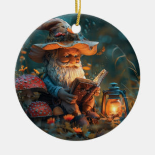 Décoration En Céramique Petit gnome lisant un livre