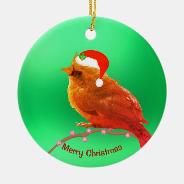 Décoration En Céramique Petit oiseau de Noël (Devant)