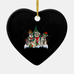 Décoration En Céramique Petit Schnauzer de Noël chien