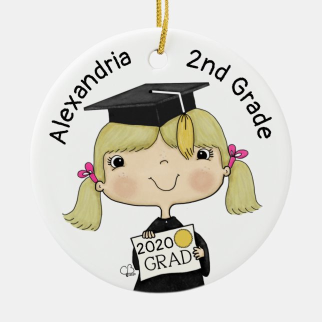 Décoration En Céramique Petite fille diplômée Cheveux blond (Devant)