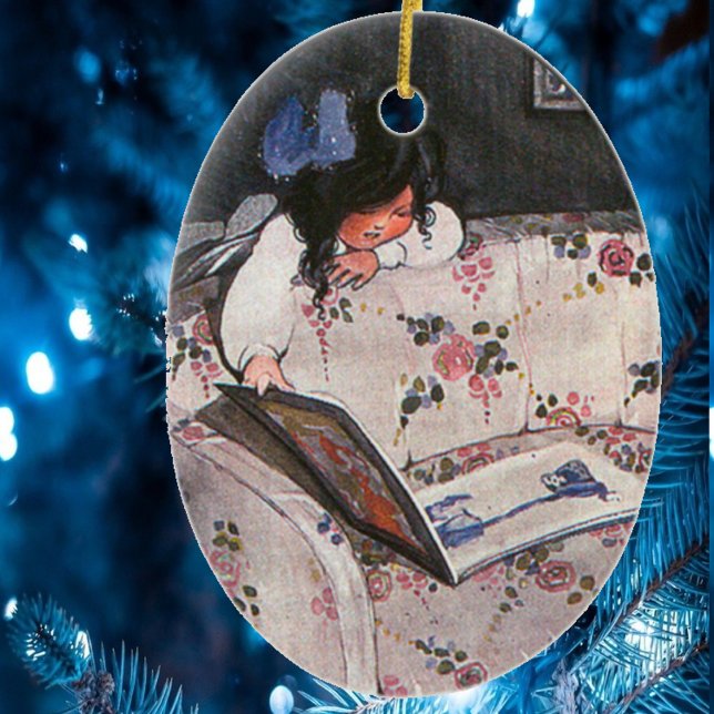 Décoration En Céramique Petite fille lisant sur le canapé (Créateur téléchargé)