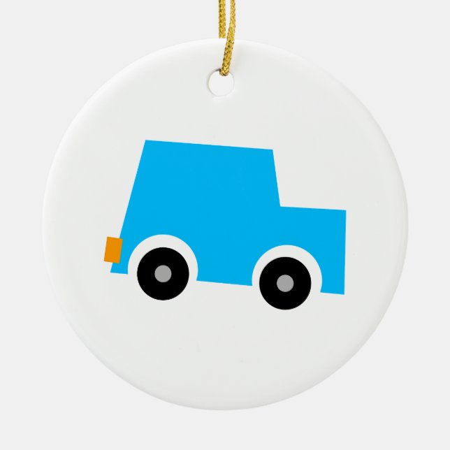 Décoration En Céramique Peu de voiture bleue (Devant)