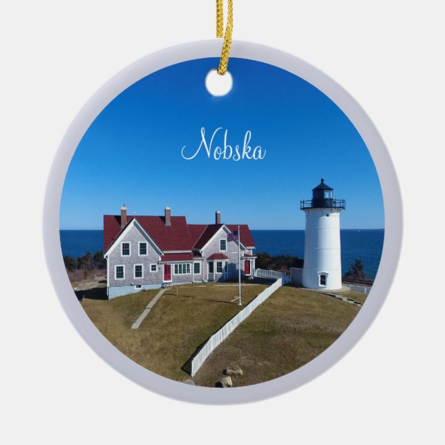 Décoration En Céramique Phare Nobska Cape Cod Noël (Devant)