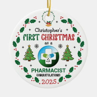 Décoration En Céramique Pharmaciste Premier Noël Personnalisé