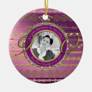 Décoration En Céramique Photo 90th Birthday Gold Crown Diamonds Frame