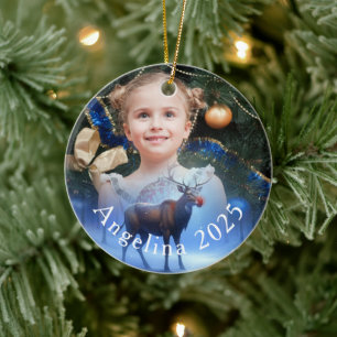 Décoration En Céramique Photo adorable Réindeer personnalisé Pays merveill