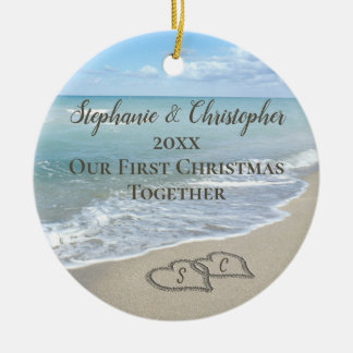 Décoration En Céramique Photo Back First Christmas Together Beach