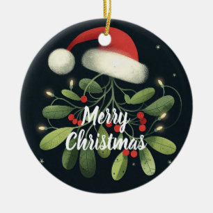 Décoration En Céramique Photo bébé Mistletoe Robin Wreath de Noël