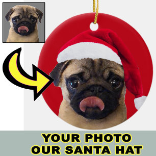 Décoration En Céramique Photo Christmas Santa Hat sur votre chiot de chien
