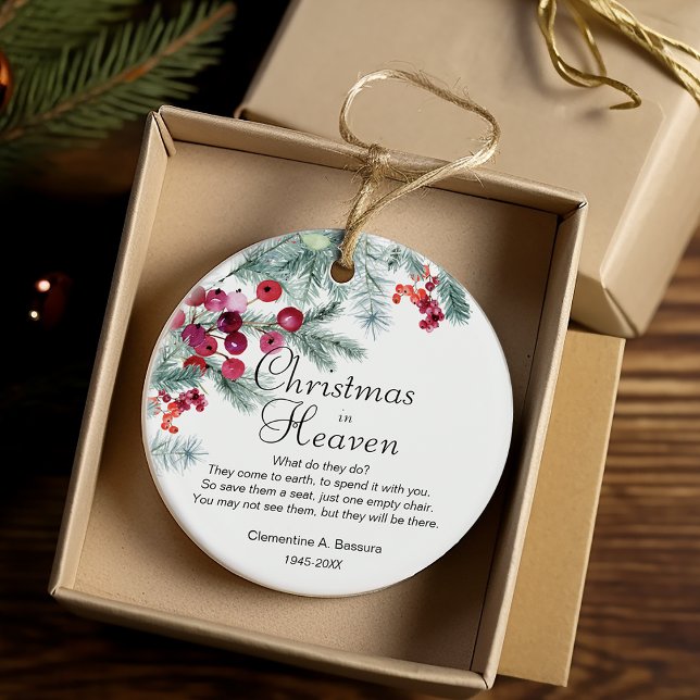 Décoration En Céramique Photo commémorative de Noël dans le ciel (Christmas In Heaven Memorial Photo Ceramic Ornament)
