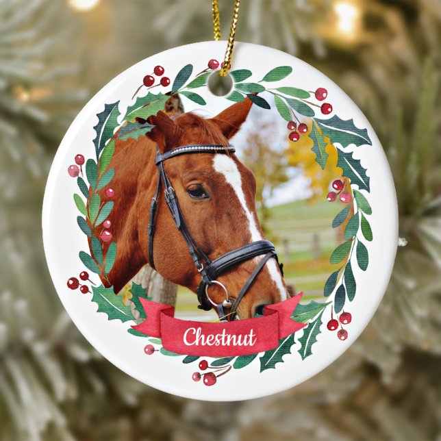 Décoration En Céramique Photo d'aquarelle personnalisée Cheval pour animau (Créateur téléchargé)
