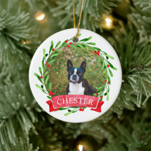 Décoration En Céramique Photo de chien Fer de Noël