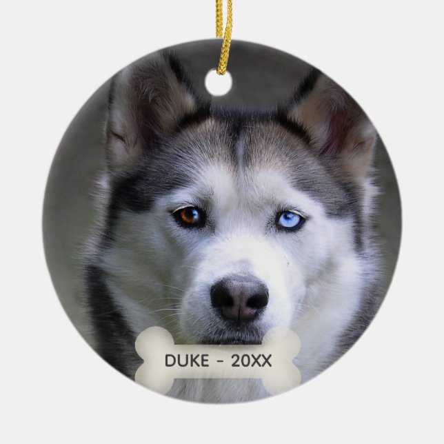 Décoration En Céramique Photo de chien Husky personnalisé simple (Devant)