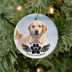 Décoration En Céramique Photo de chien mémorial pour toujours dans nos cœu