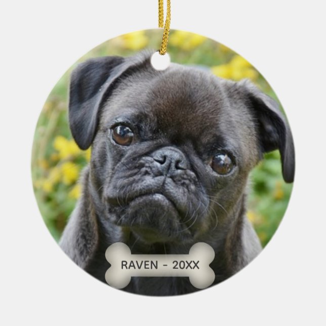 Décoration En Céramique Photo de chien Pug personnalisé (Devant)