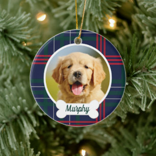Décoration En Céramique Photo de Chien sur mesure de la Marine Rouge Tarta