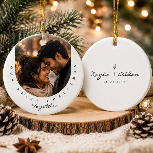Décoration En Céramique Photo de couple personnalisé pour un premier Noël 
