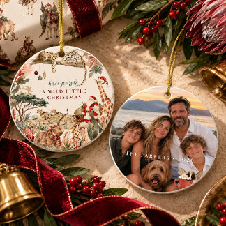 Décoration En Céramique Photo de famille Safari Noël sauvage aquarelle