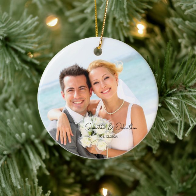 Décoration En Céramique Photo de mariage personnalisée (Arbre)