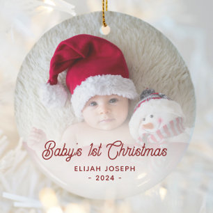 Décoration En Céramique Photo de Noël de bébé pour la première fois, écrit
