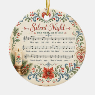 Décoration En Céramique Photo de Noël nordique Rosemaling Douce Nuit
