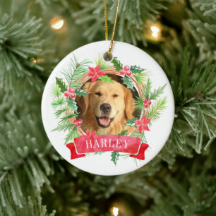 Décoration En Céramique Photo Holly Wreath Dog