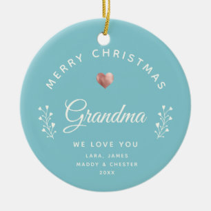 Décoration En Céramique Photo Merry Christmas Grand Rose Gold Light Turquo