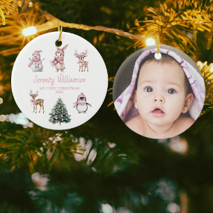 Décoration En Céramique Photo Mon 1er Noël Coutume Bébé Fille Bois