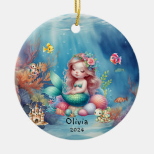 Décoration En Céramique Photo Océanique Cute Mermaid Sous Mer