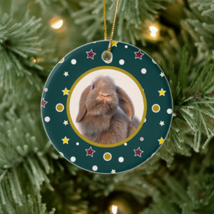 Décoration En Céramique Photo personnalisé de lapin Holland Lop à Noël