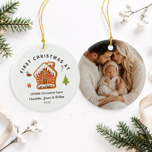 Décoration En Céramique Photo personnalisé du premier Noël dans notre nouv