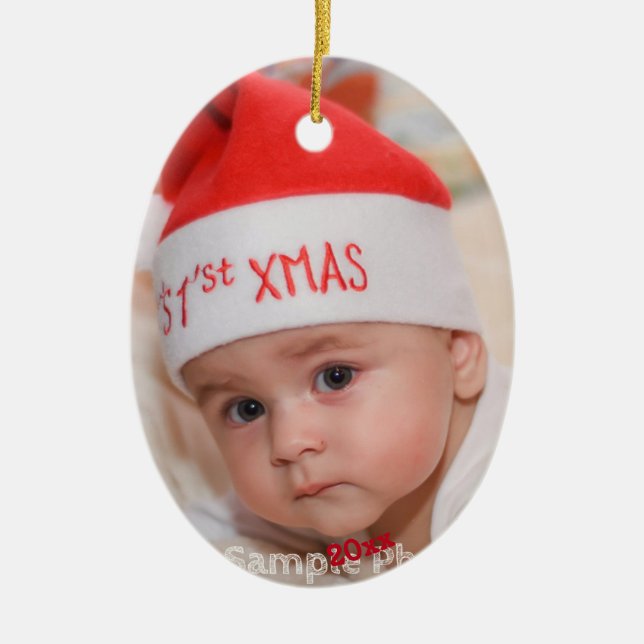 Décoration En Céramique Photo personnalisée Baby 1er Noël (Devant)