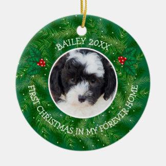 Décoration En Céramique Photo personnalisée Bernedoodle 1er Noël