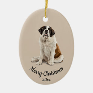 Décoration En Céramique Photo personnalisée Datée Noël Saint Bernard Ch