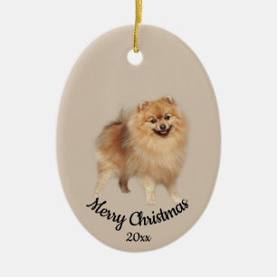 Décoration En Céramique Photo personnalisée de Noël Pomeranian chien anima