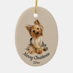 Décoration En Céramique Photo personnalisée de Noël Yorkie Chien animal