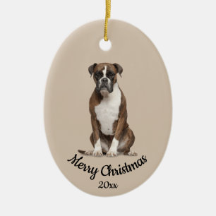 Décoration En Céramique Photo personnalisée en date Chien de boîte de Noël