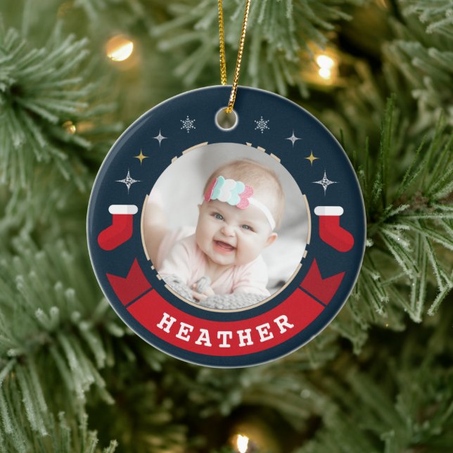Décoration En Céramique Photo personnalisée pour bébé Noël (Arbre)
