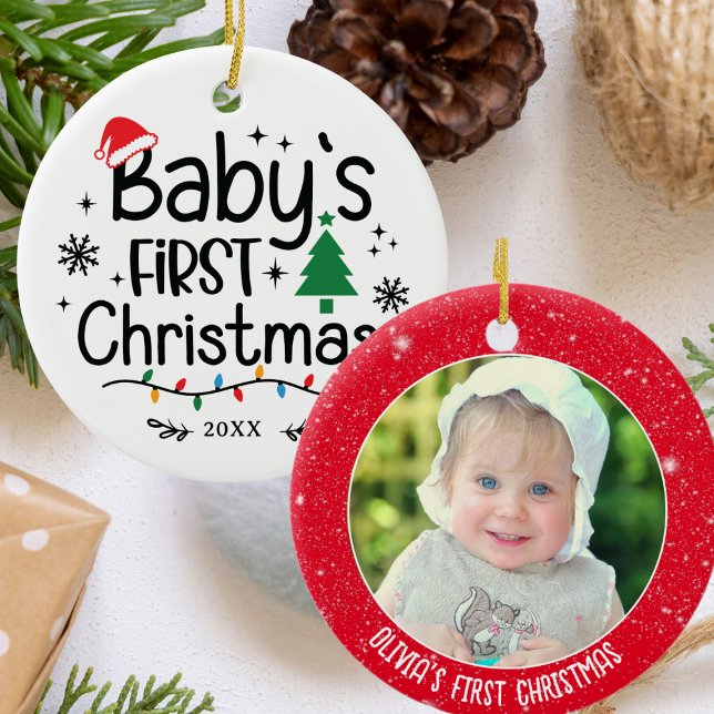 Décoration En Céramique Photo personnalisée Premier Noël du bébé (Créateur téléchargé)