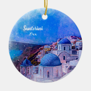 Décoration En Céramique Photo personnelle Santorini 2 faces Art moderne un