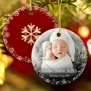 Décoration En Céramique Photo Remerciement Grateful Snowflake Holiday