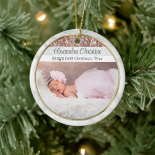 Décoration En Céramique Photo Rose Gold double face 2 photo Baby First
