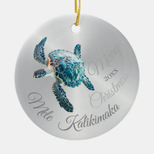 Décoration En Céramique Photo Silver Turtle   Mele Kalikimaka  