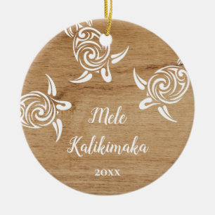 Décoration En Céramique PHOTO Tortues Blanches   Mele Kalikimaka